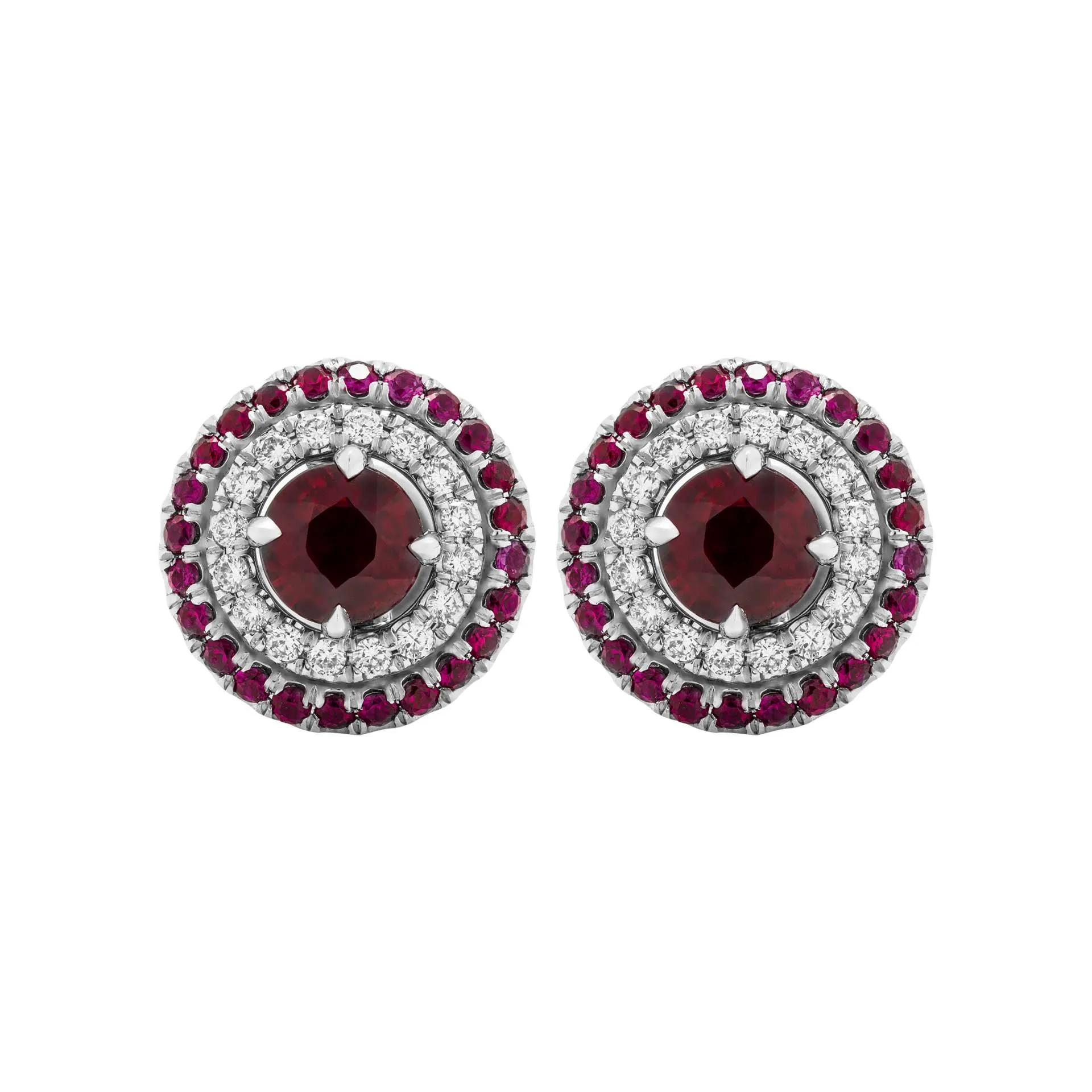 GIA Certified Ruby Halo Stud Earrings
