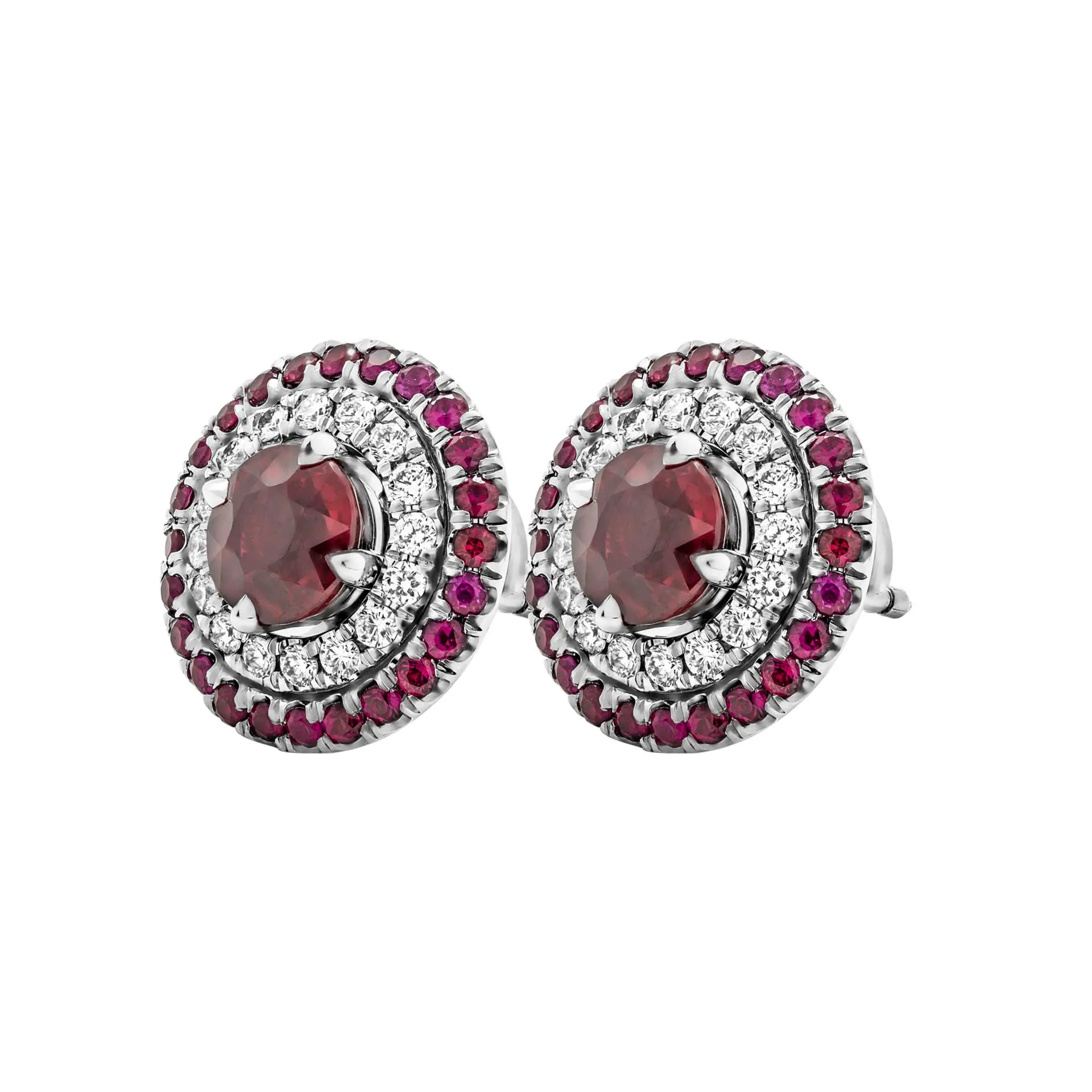 GIA Certified Ruby Halo Stud Earrings