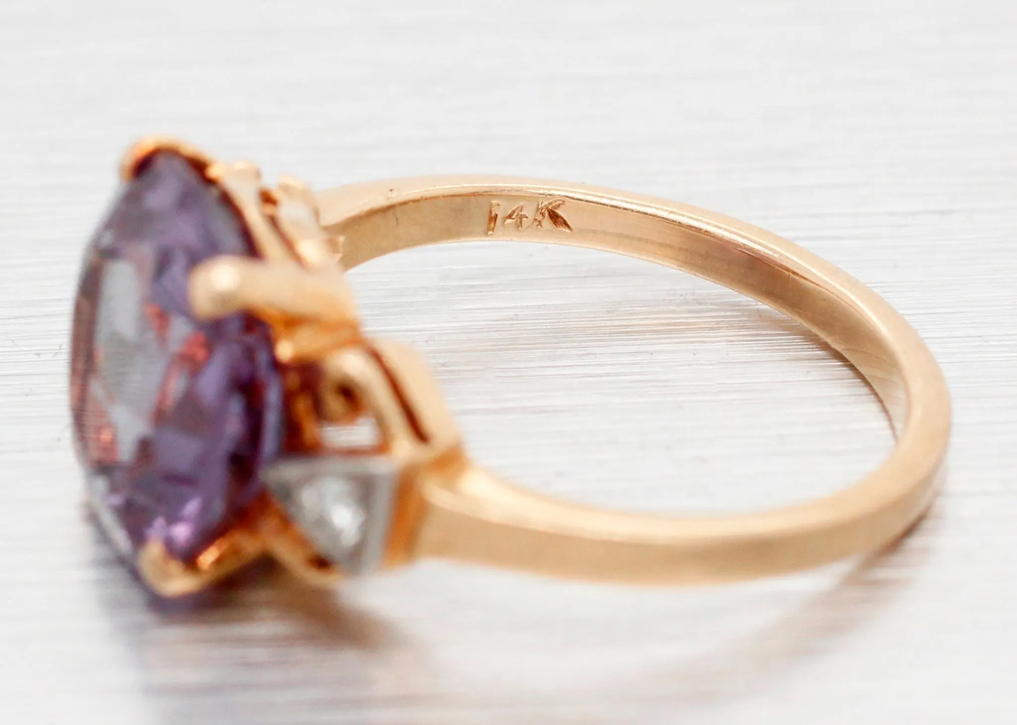 GIA Color-Changing Sapphire Engagement Ring 14k Yellow Gold | Lab-Created Stone
