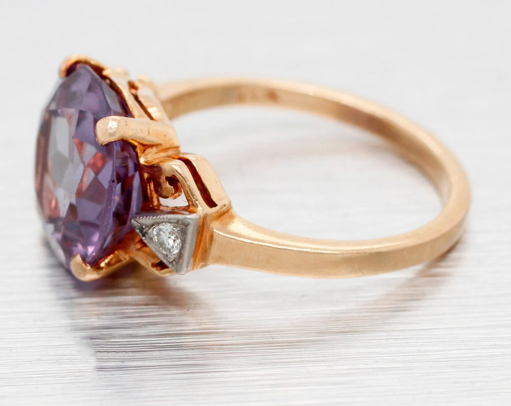 GIA Color-Changing Sapphire Engagement Ring 14k Yellow Gold | Lab-Created Stone