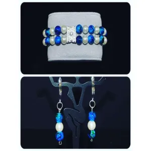 Glass Pearls  Earrings and Bracelets Set