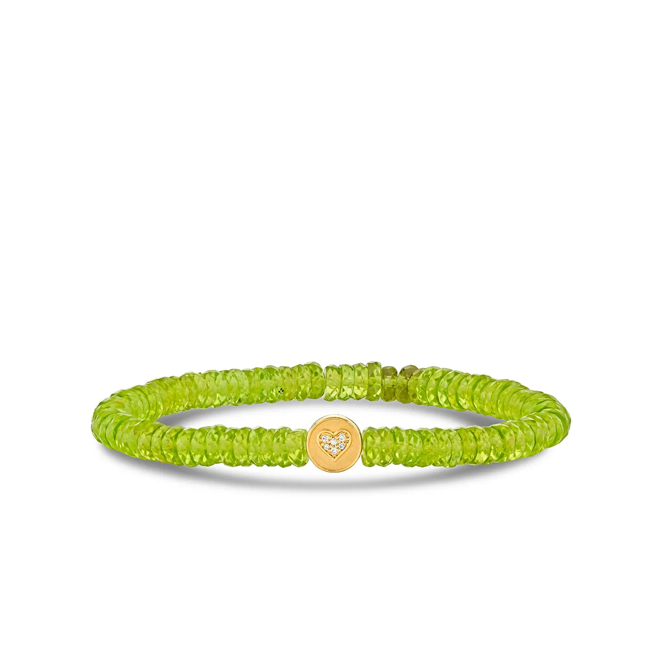 Gold & Diamond Peace & Love Bead on Peridot
