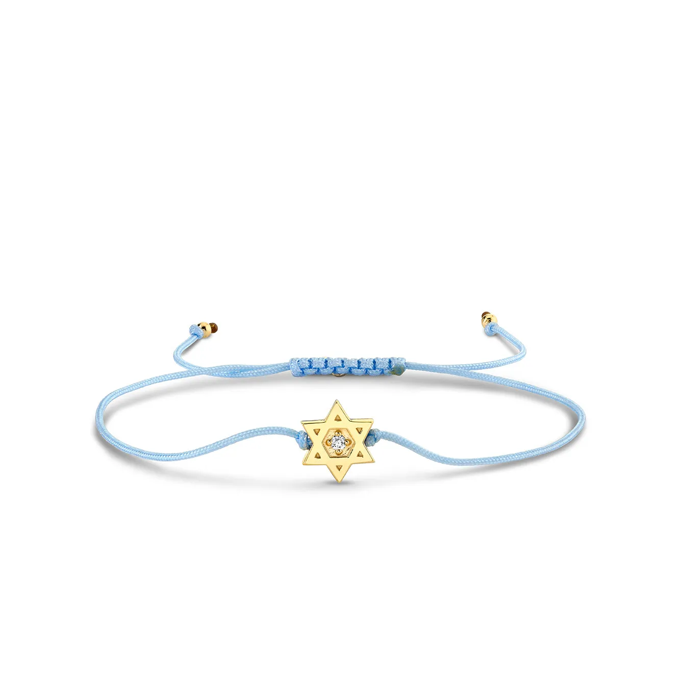 Gold & Diamond Star Of David Cord Bracelet