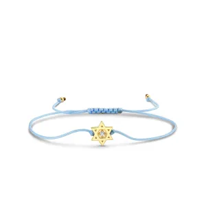 Gold & Diamond Star Of David Cord Bracelet