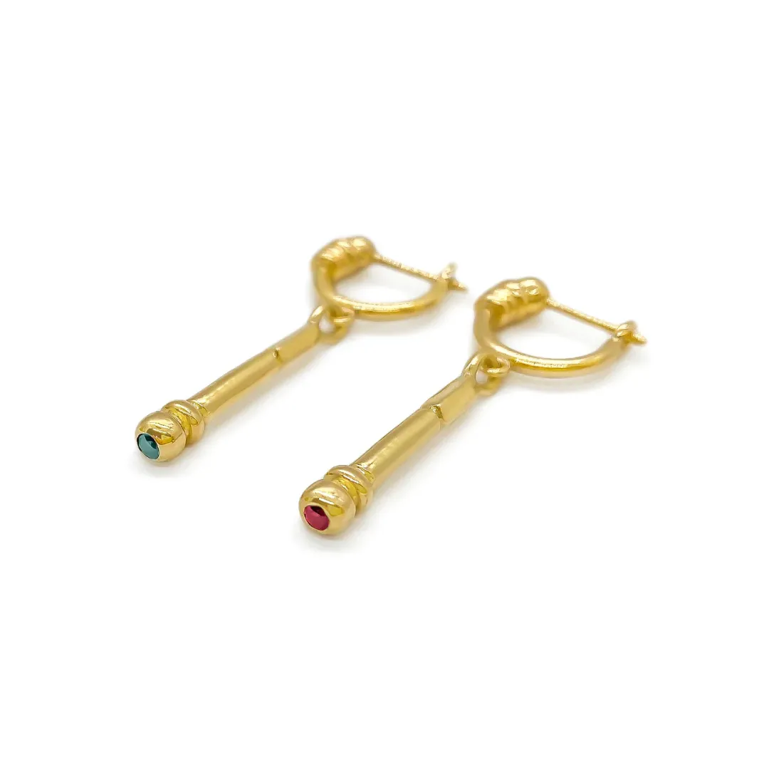 Gold Baton Earrings