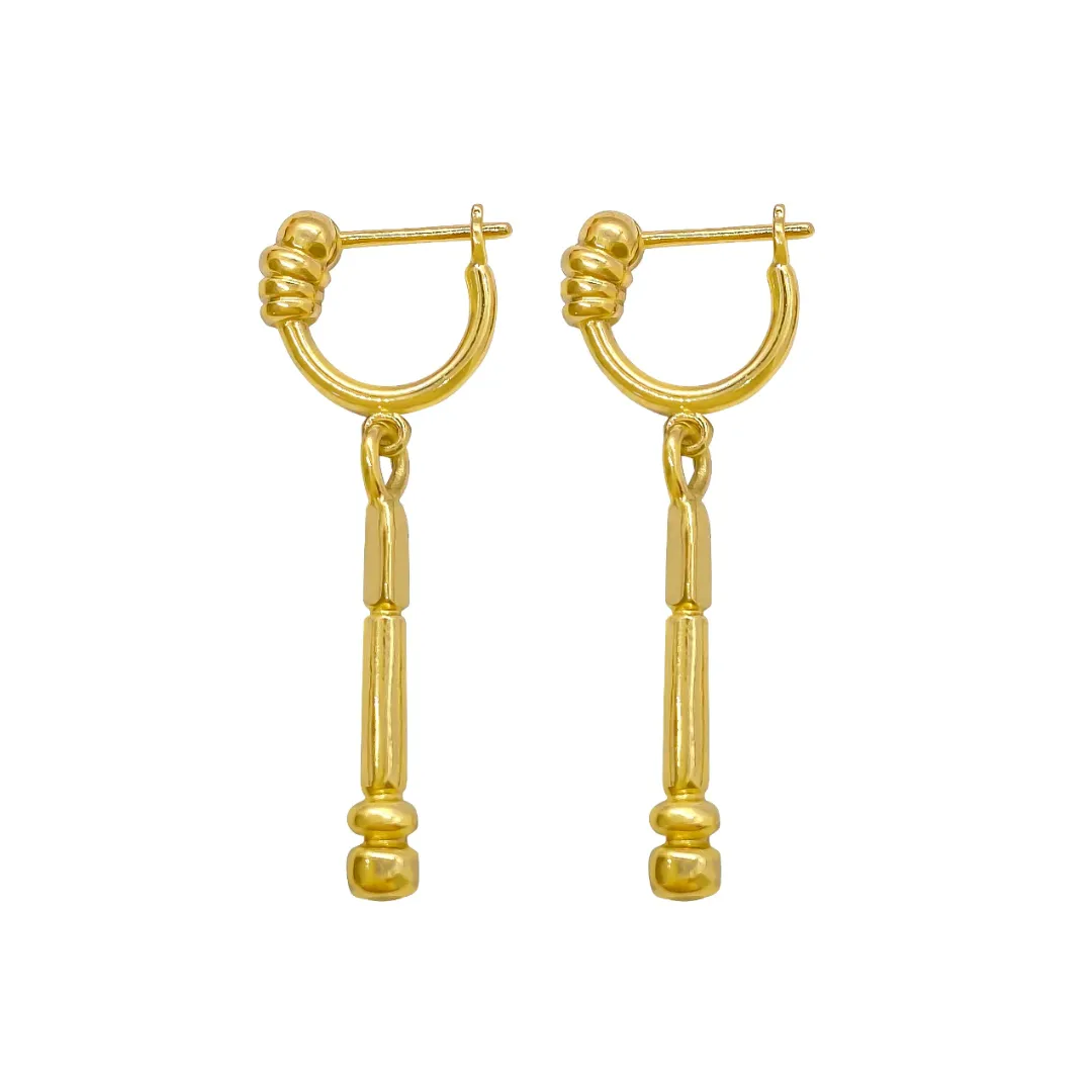 Gold Baton Earrings