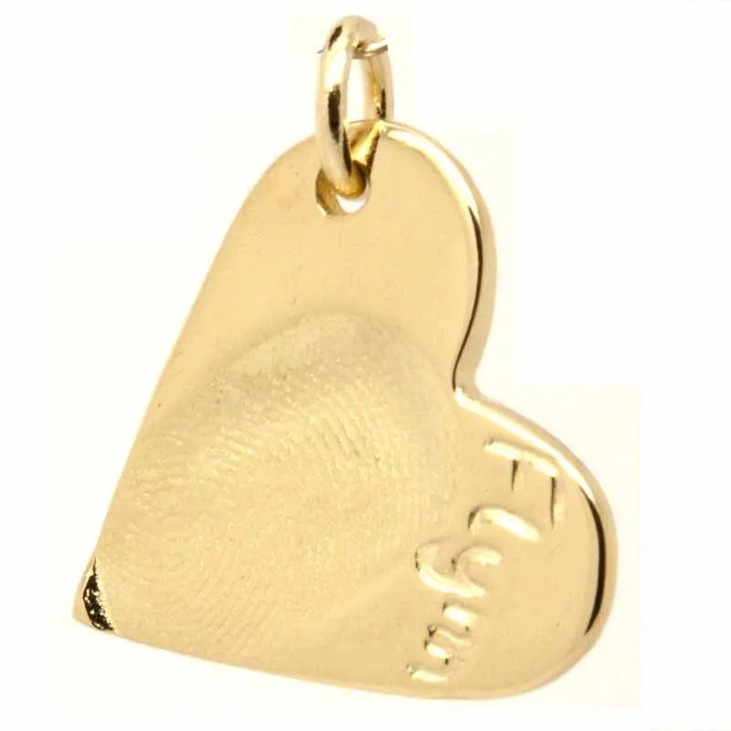 Gold Fingerprint Heart Charm