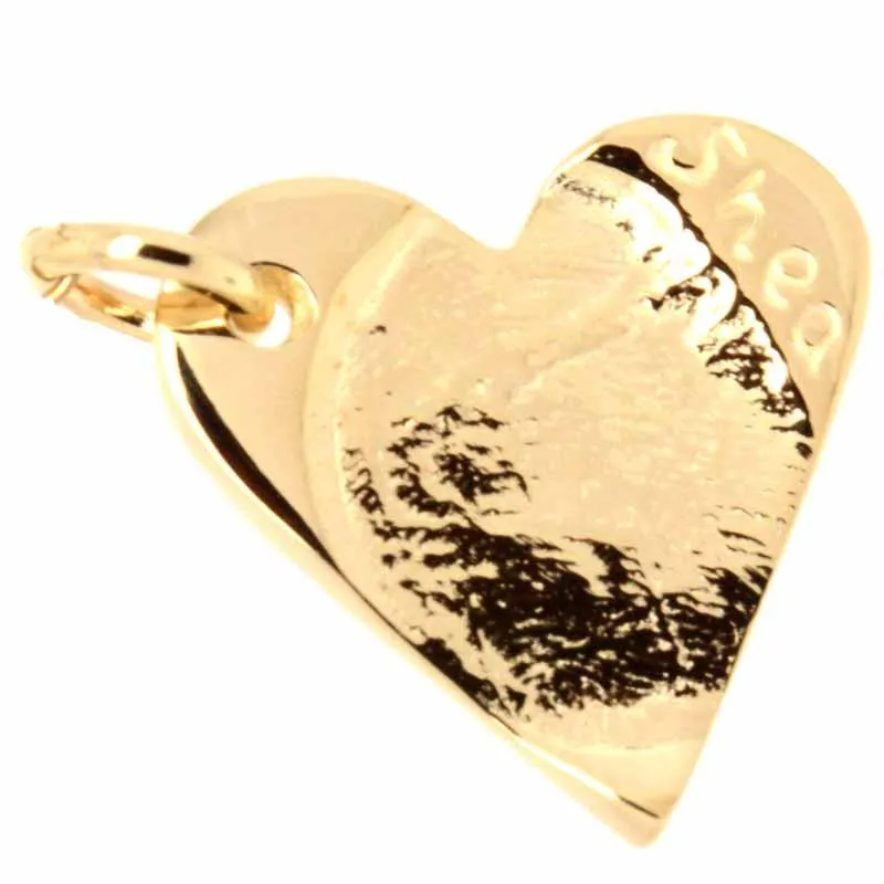 Gold Fingerprint Heart Charm