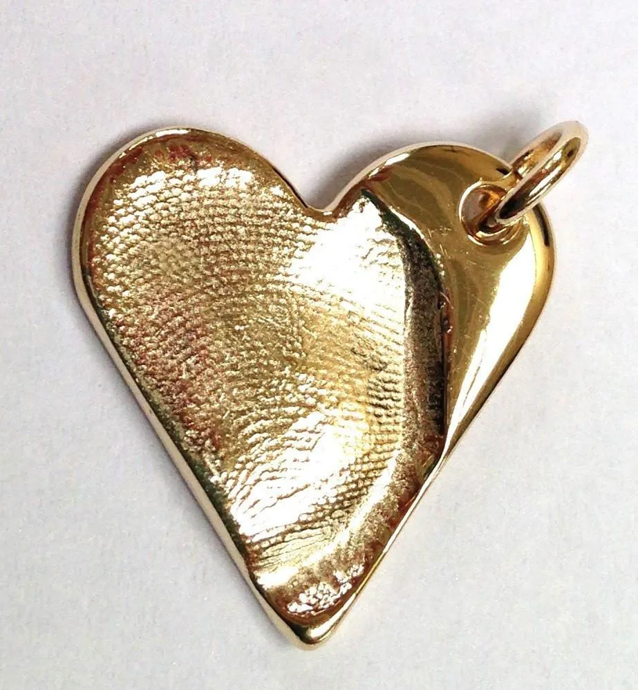Gold Fingerprint Heart Charm
