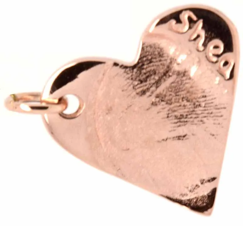 Gold Fingerprint Heart Charm