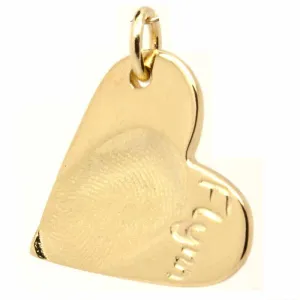 Gold Fingerprint Heart Charm