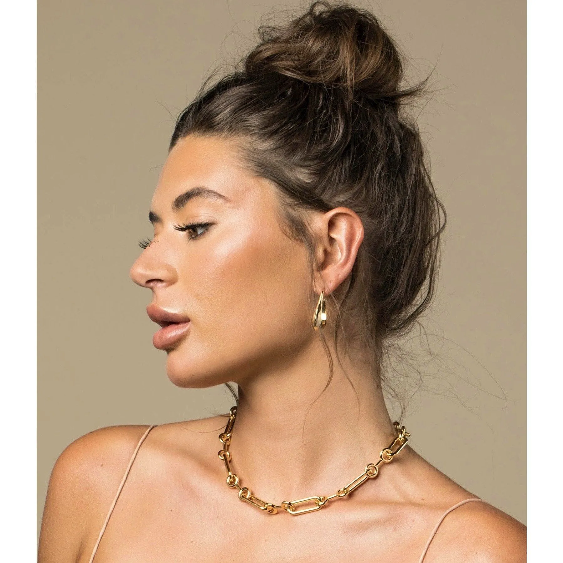 Gold Plated Stainless Steel Lacey Chain Necklace - 16" Length, Hypoallergenic