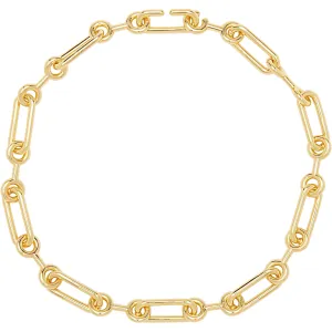 Gold Plated Stainless Steel Lacey Chain Necklace - 16" Length, Hypoallergenic
