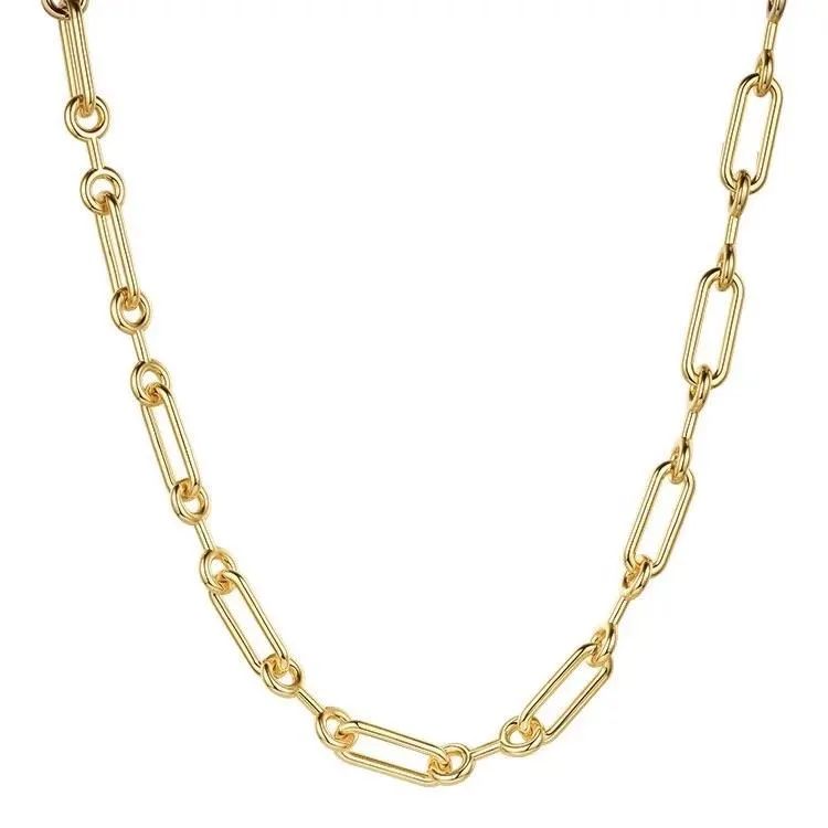 Gold Plated Stainless Steel Lacey Chain Necklace - 16" Length, Hypoallergenic