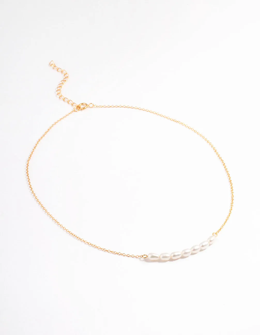 Gold Plated Sterling Silver Freshwater Pearl Row Choker