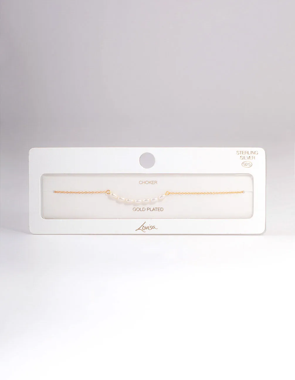 Gold Plated Sterling Silver Freshwater Pearl Row Choker