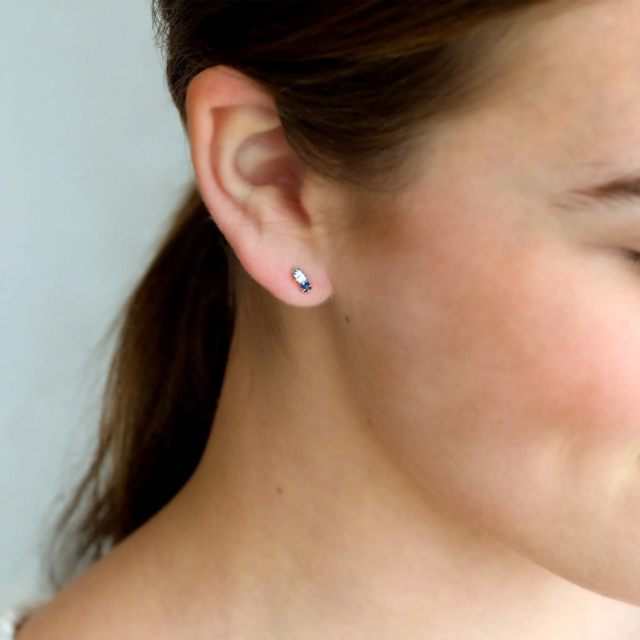 Gold "Double Trouble" Sapphire Stud