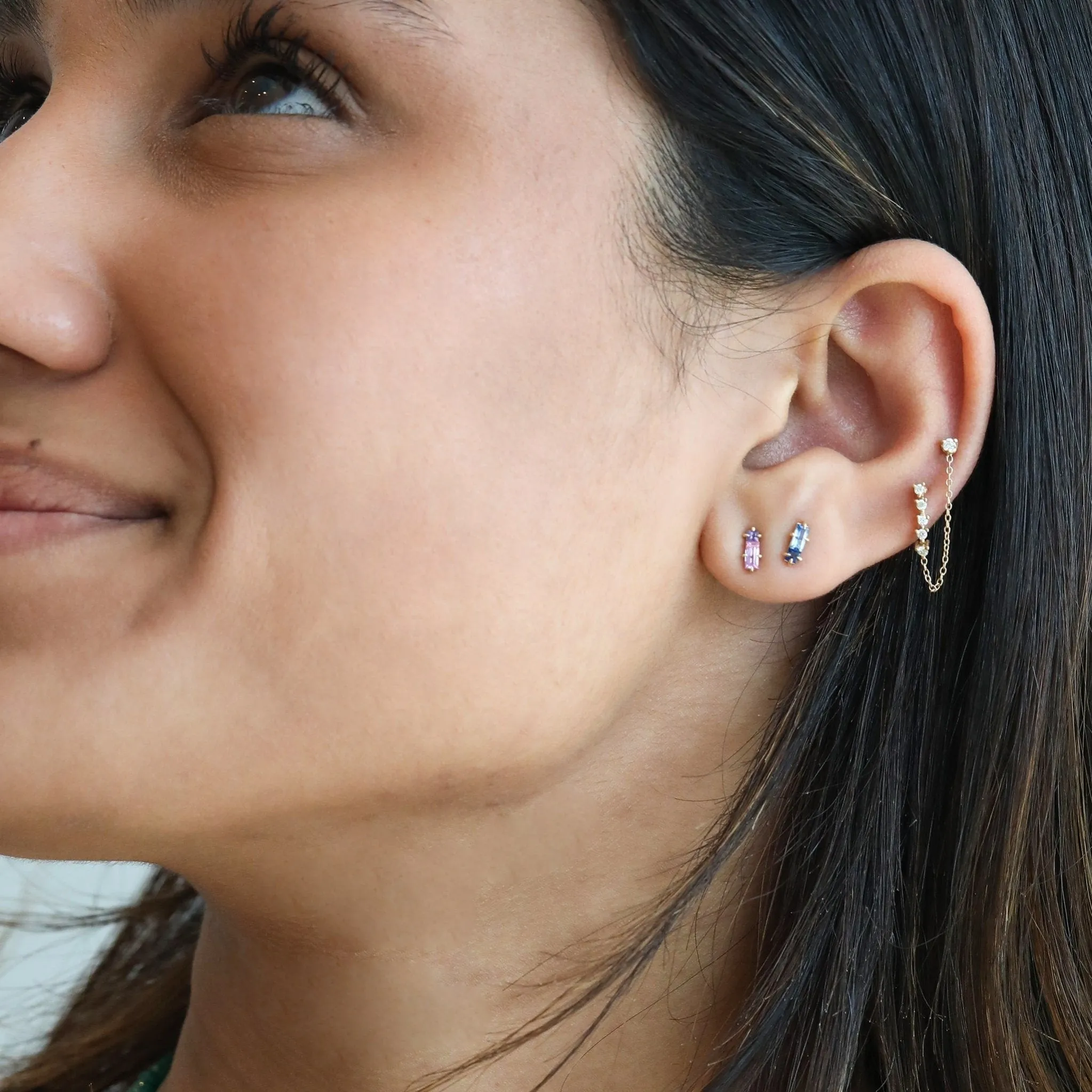Gold "Double Trouble" Sapphire Stud
