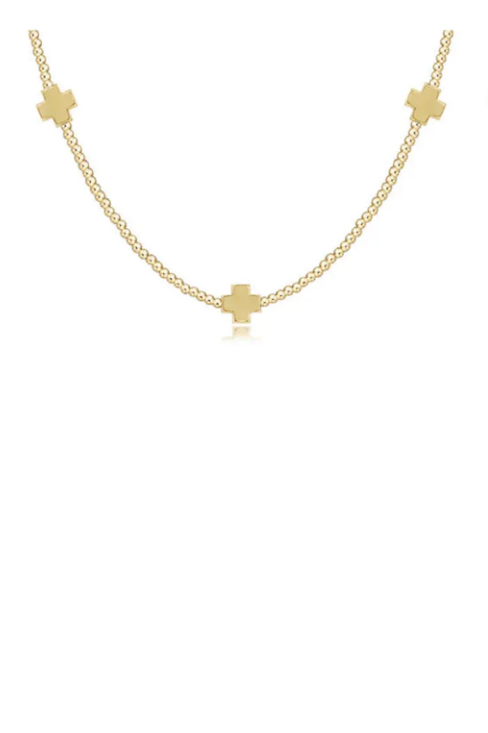 Gold Signature Cross Choker 2mm Gold