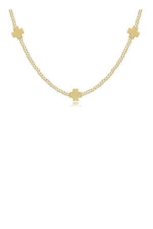 Gold Signature Cross Choker 2mm Gold