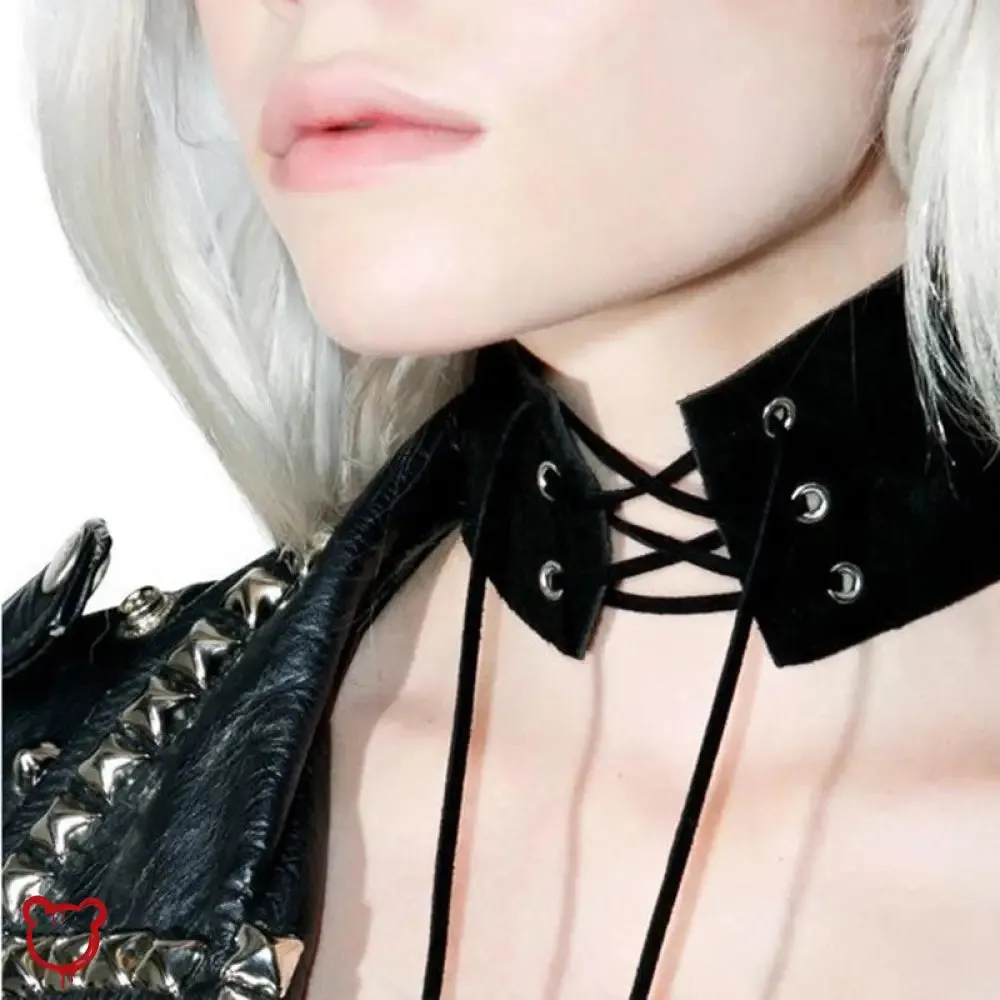 Gothic Lace-Up Choker Necklace