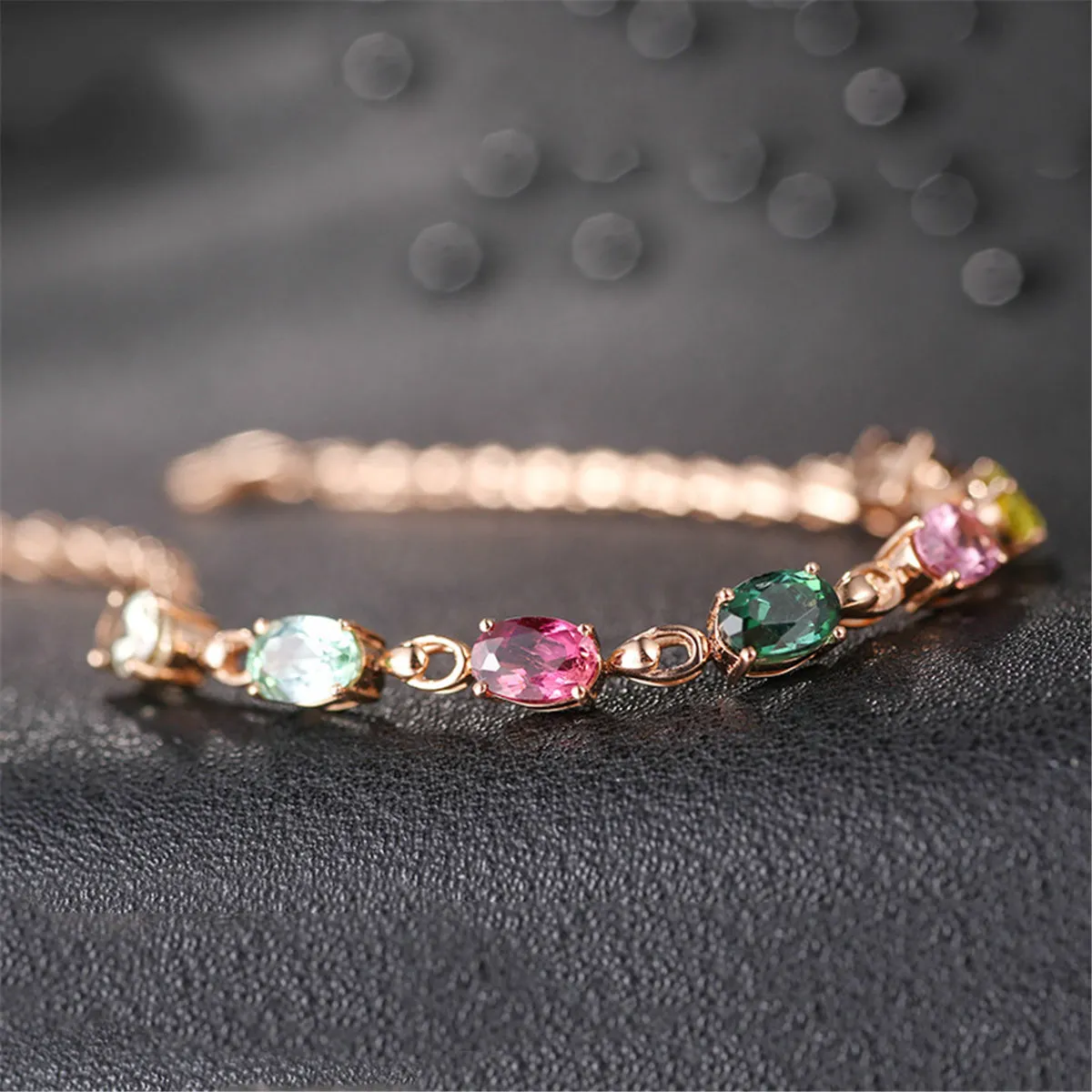 Green & Red Crystal Station Bracelet