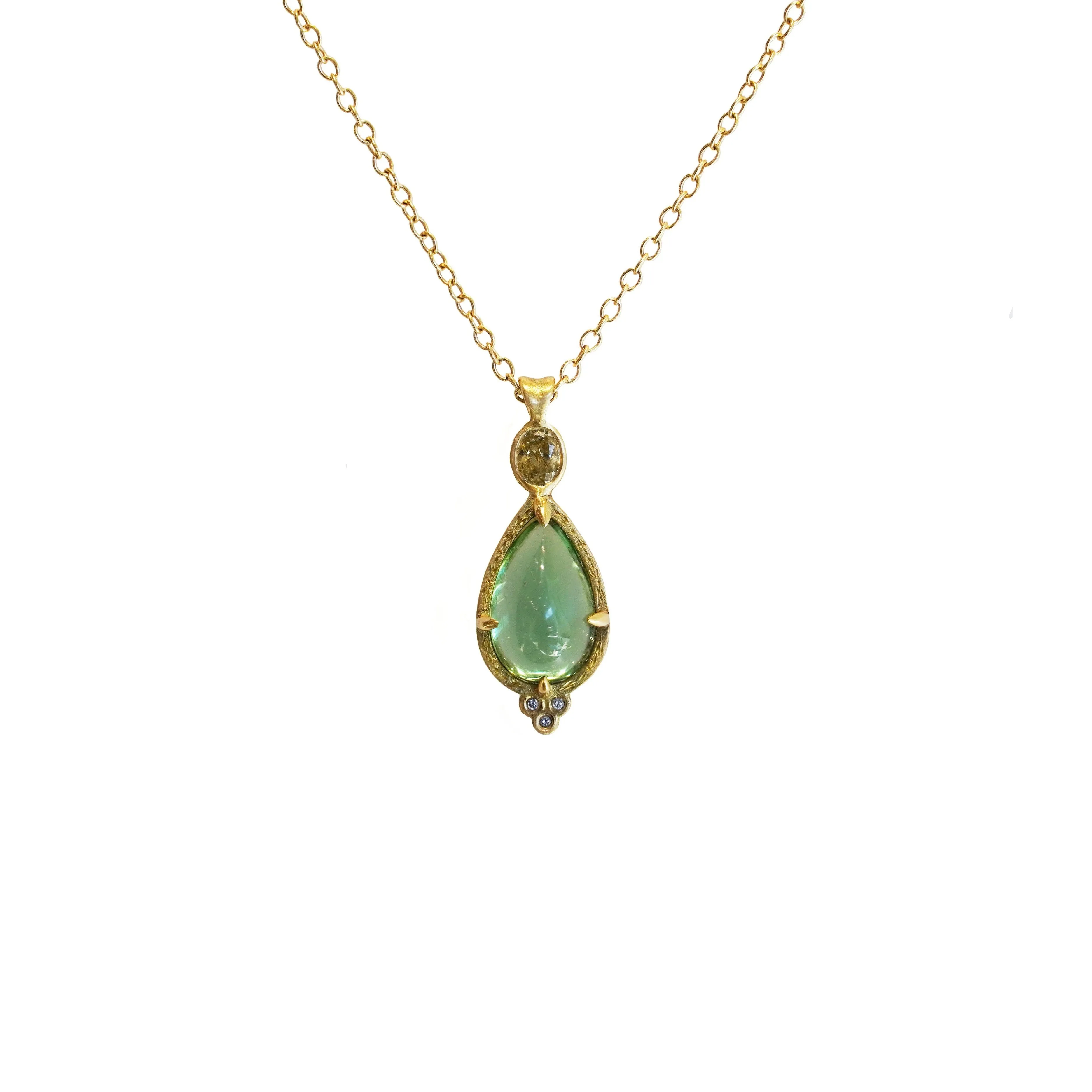 Green Garnet Teardrop Pendant