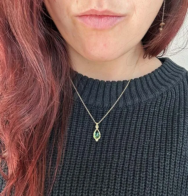 Green Garnet Teardrop Pendant