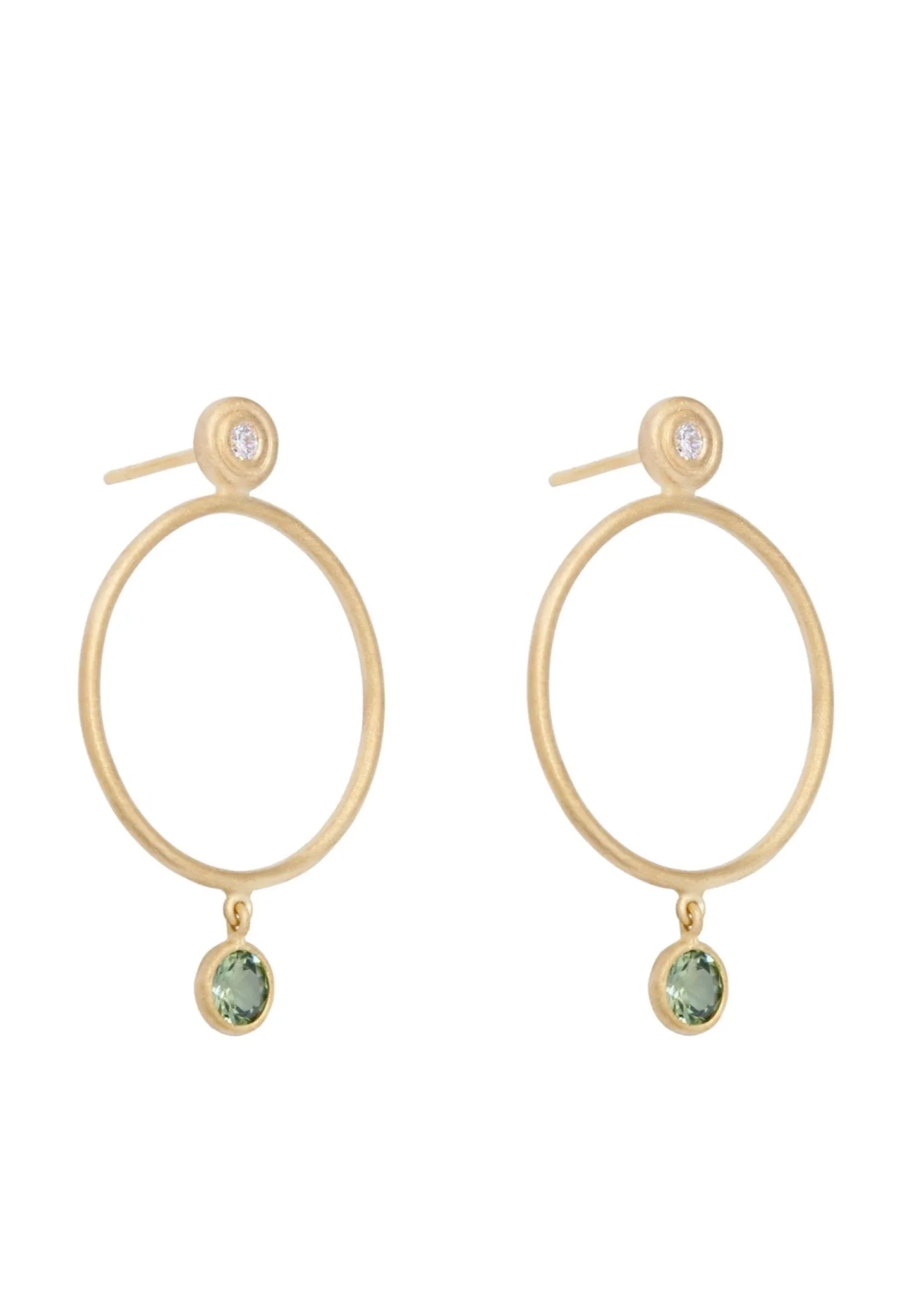 Green Sapphire Sliver Earrings