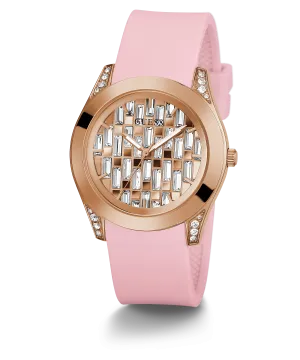 Guess Clarity Pink Tone Silicone Strap Women's Watch GW0109L2