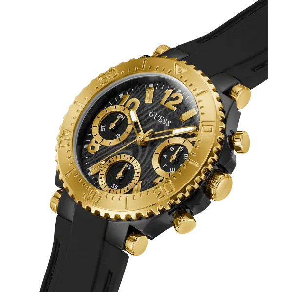 Guess Cosmic Black Silicone Strap Black Dial Chronograph Quartz Watch for Ladies - GW0466L1