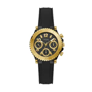 Guess Cosmic Black Silicone Strap Black Dial Chronograph Quartz Watch for Ladies - GW0466L1