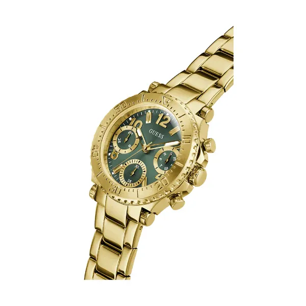 Guess Cosmic Gold Stainless Steel Green Dial Chronograph Quartz Watch for Ladies - GW0465L5