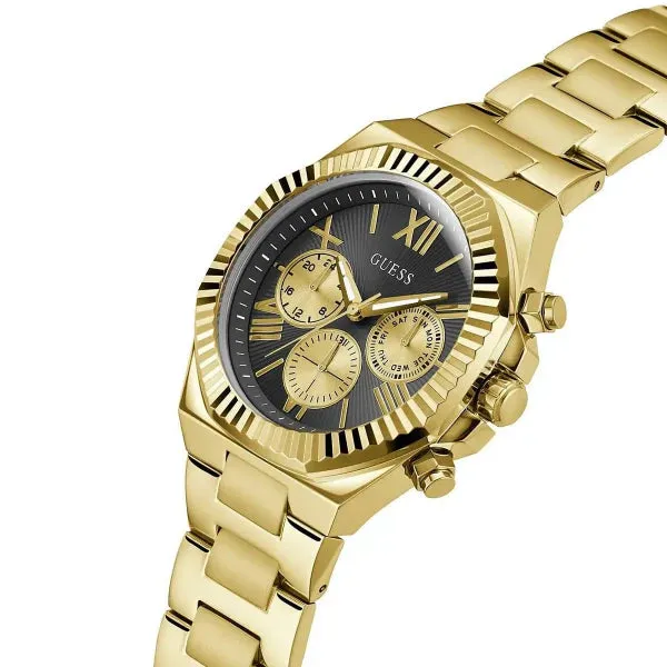 Guess Equity Gold Stainless Steel Black Dial Chronograph Quartz Watch for Gents - GW0703G5