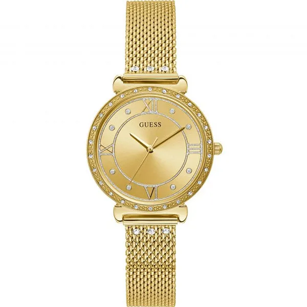 Guess Jewel Gold Mesh Bracelet Gold Dial Quartz Watch for Ladies - W1289L2
