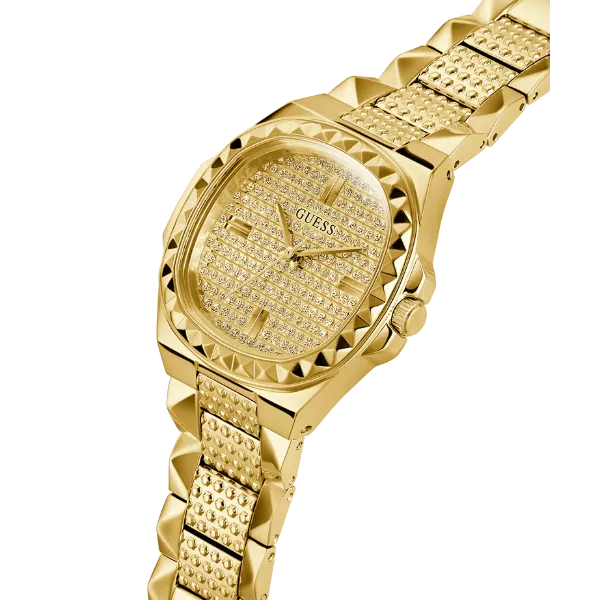 Guess Rebellious Gold Stainless Steel Gold Dial Quartz Watch for Ladies - GW0601L1