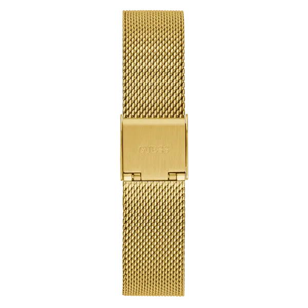 Guess Tapestry Gold Mesh Bracelet Red Dial Quartz Watch for Ladies - GW0354L4
