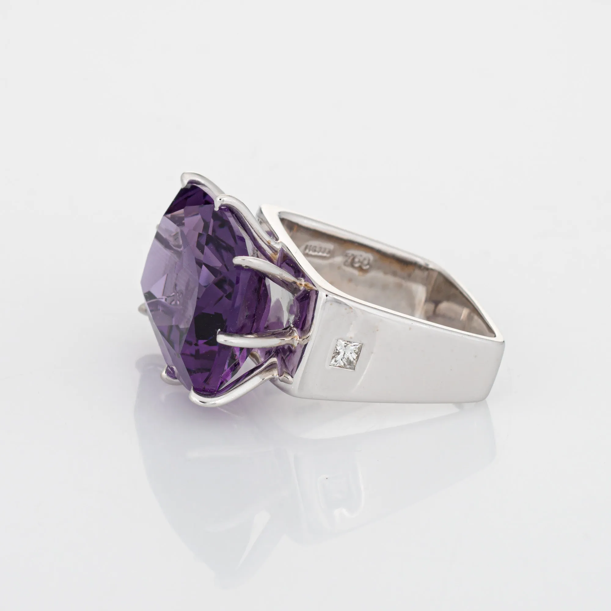 H Stern 10ct Amethyst Ring Sunrise Diamond Square Sz 5 Estate Fine Jewelry