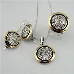 Hadar Designers Handmade 9k Yellow Gold 925 Silver Sapphire Zircon Earrings (MS