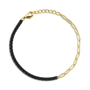 HALF & HALF ENAMEL PAPERCLIP BRACELET, BLACK