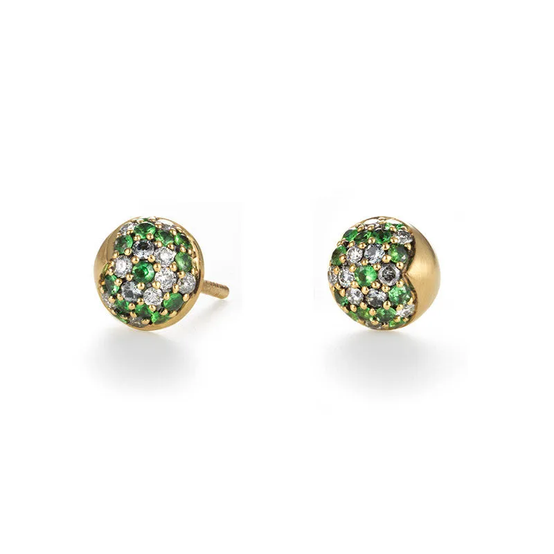 HALF-DOME TSAVORITE PAVÉ STUD EARRINGS
