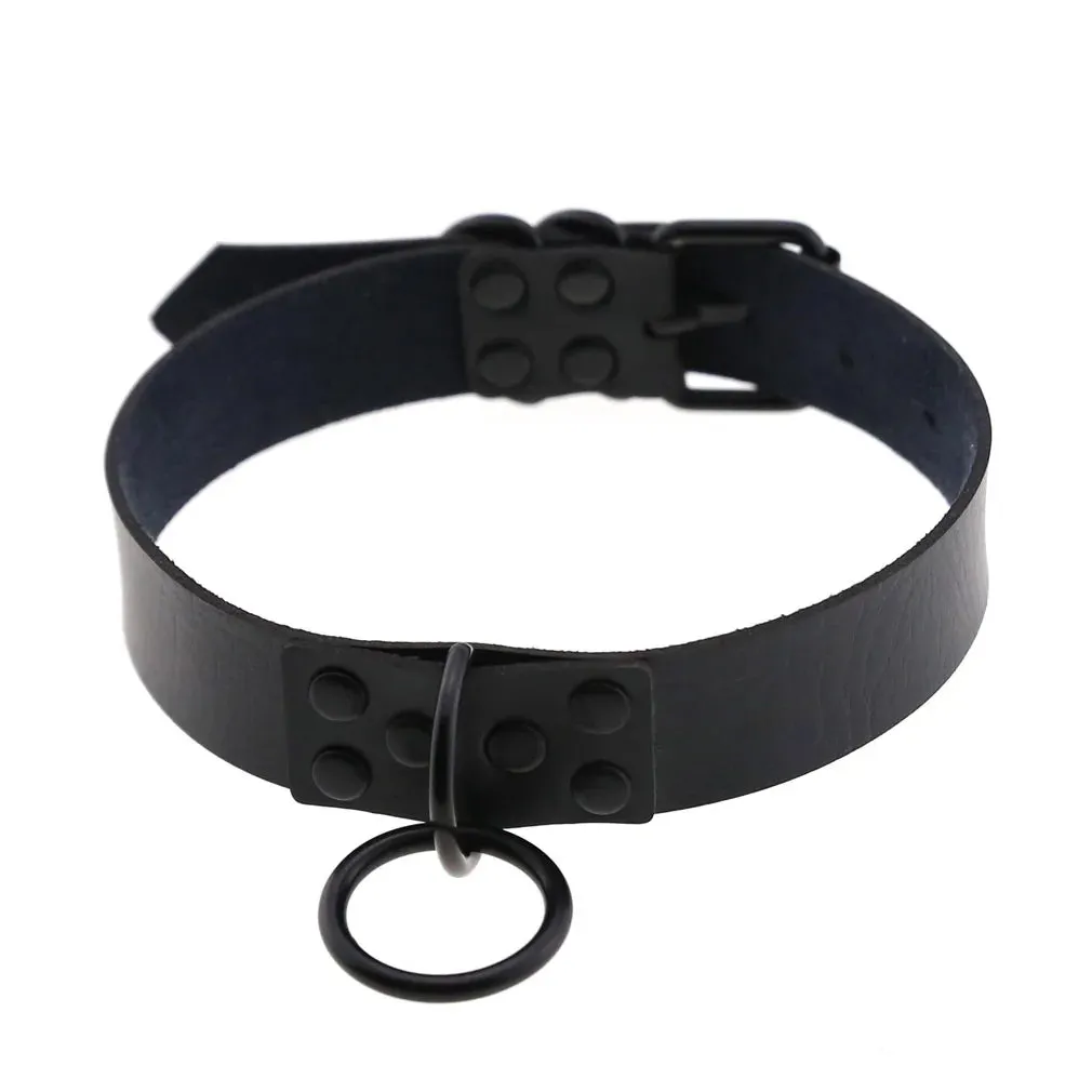Halloween Emo Cosplay All Black Goth Choker Necklaces For Women Men Punk Spike Rivet Round Heart Bell Belt Necklaces Y2K Jewelry