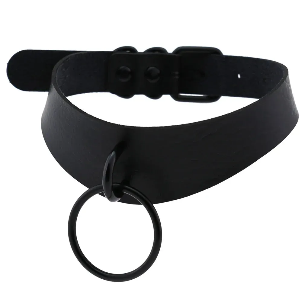 Halloween Emo Cosplay All Black Goth Choker Necklaces For Women Men Punk Spike Rivet Round Heart Bell Belt Necklaces Y2K Jewelry