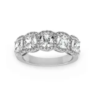 Halo Six Cushion Cut Diamond Wedding Band Ring