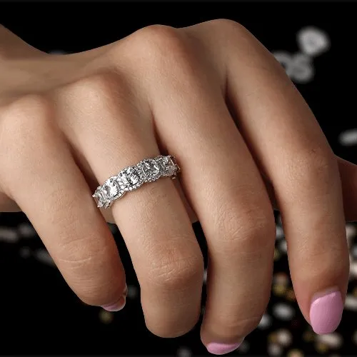 Halo Six Cushion Cut Diamond Wedding Band Ring
