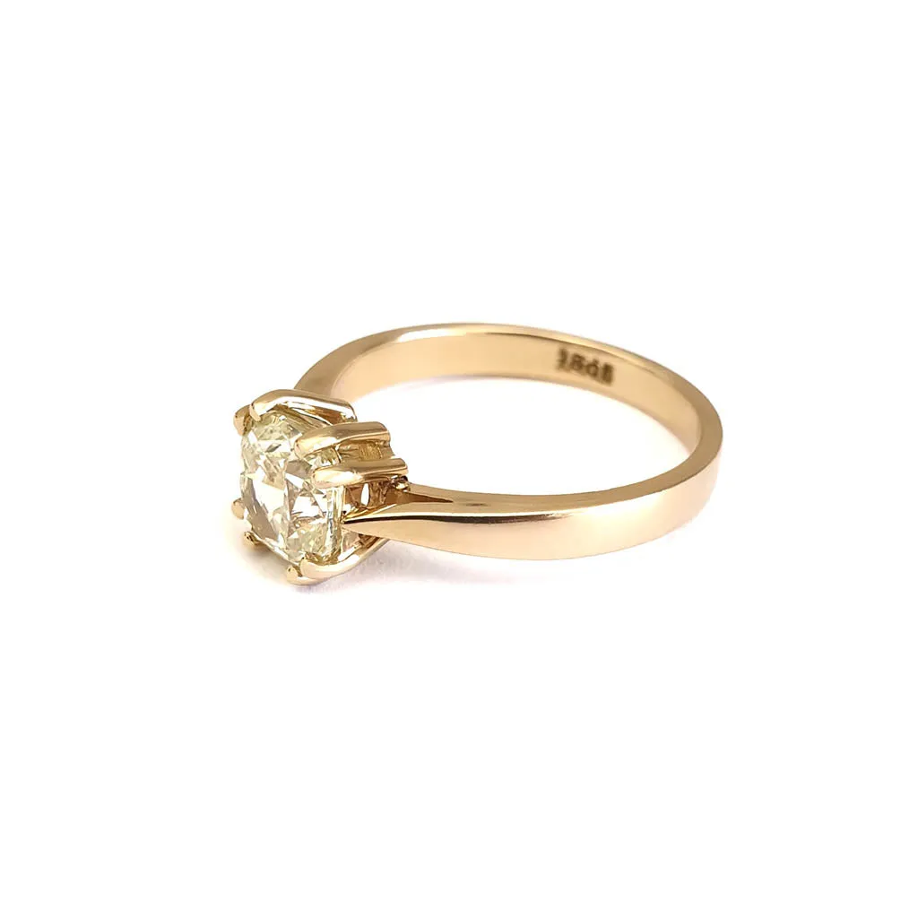 Handcrafted Fancy Light Green-Yellow Diamond Solitaire Ring