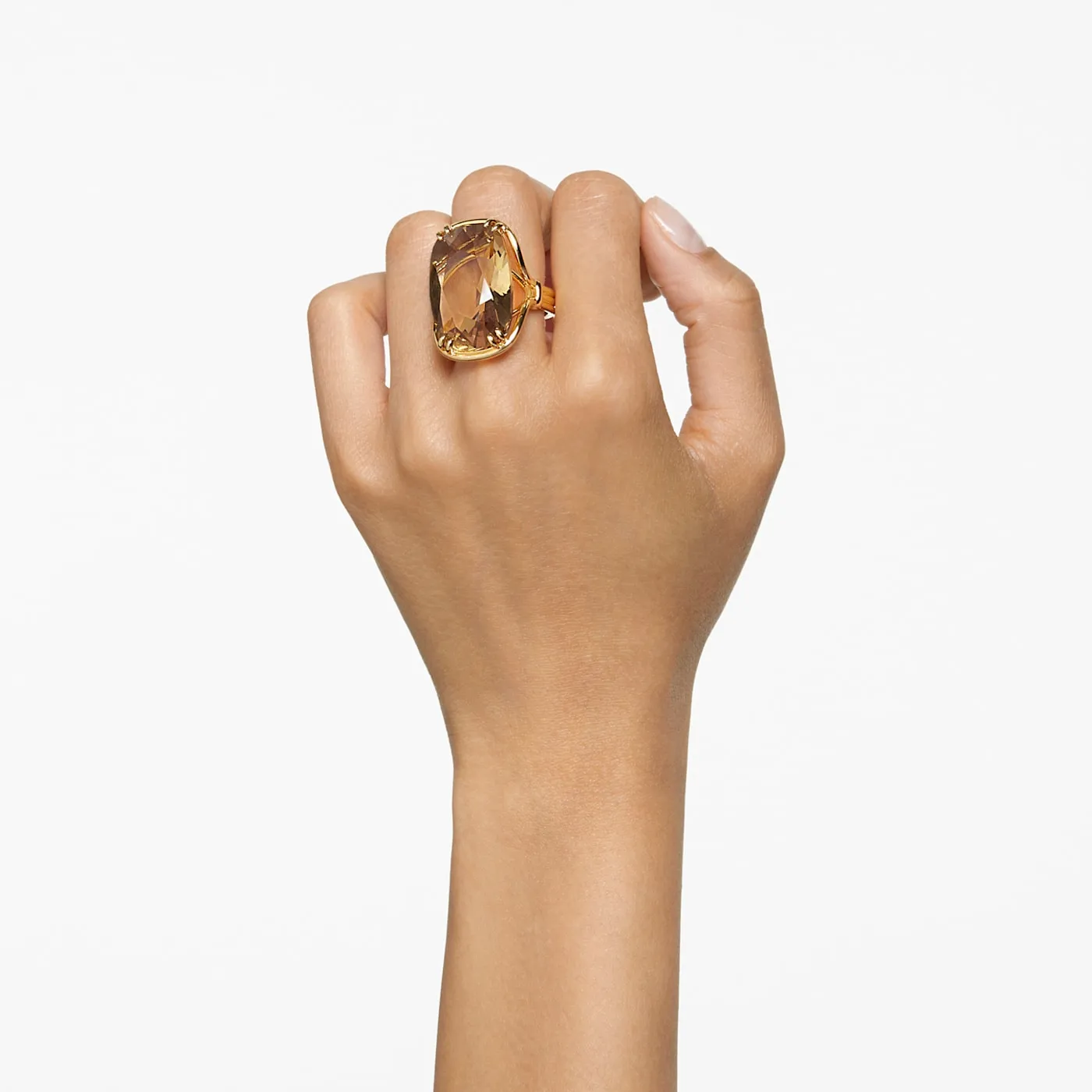 Harmonia cocktail ring Oversized crystal, Gold tone, Gold-tone plated