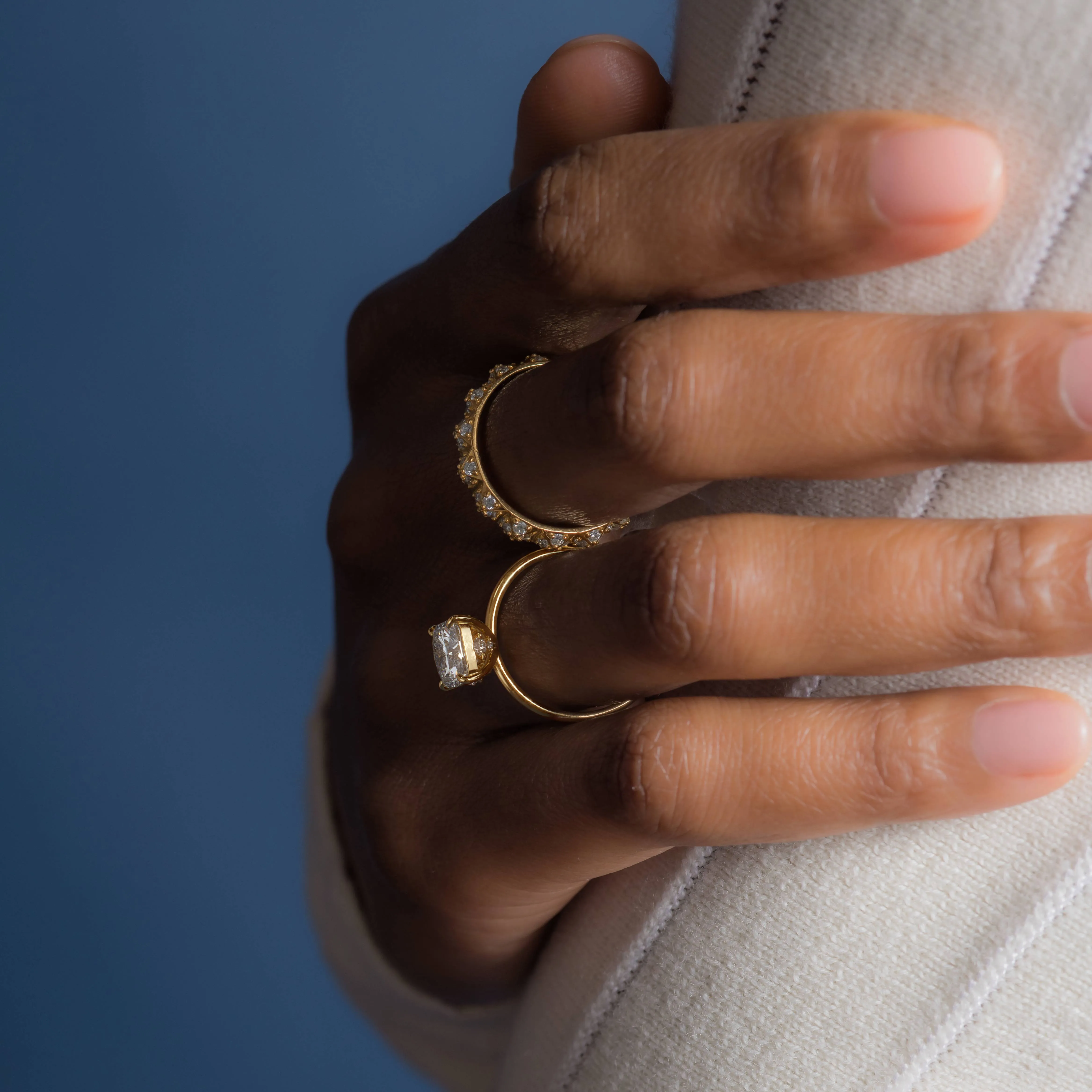 Hemisphere Ring, Cushion Cut