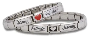 His and Hers Engraved Italian Charm Bracelets