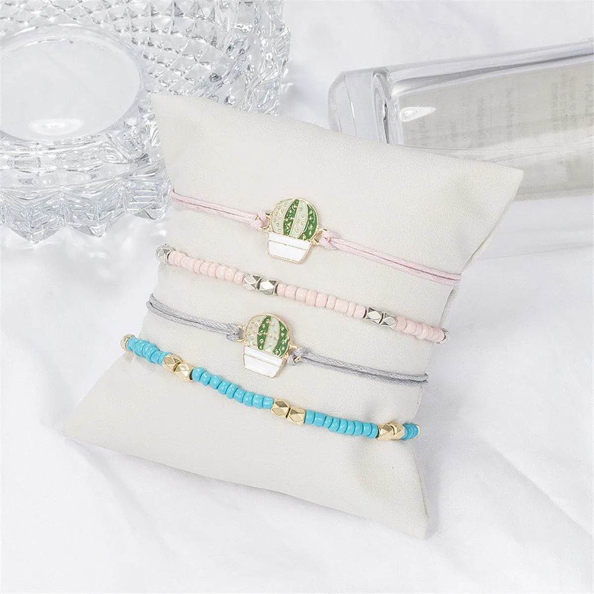 Howlite & Enamel Cactus Bracelet Set